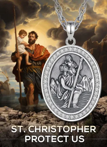 Vista 216 de CELESTIA Medallas de plata de ley 925 San Miguel/San Cristóbal/San Benito/San Gabriel/Virgen María/Jesús/Caravaca/Metatrón/Sello de los Siete