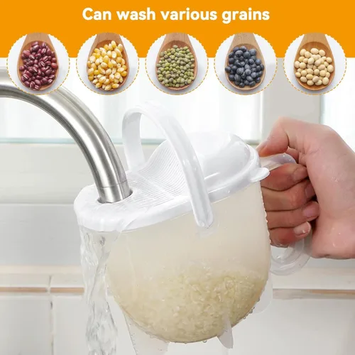 Vista 2 de Arandela de arroz, Colador de quinua de plástico Limpieza Herramientas de cocina de frutas vegetales, Limpiador de arroz, Filtro de filtro tamiz