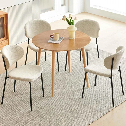 Vista 29 de Homedot Juego de 2 sillas de comedor tapizadas negras, modernas sillas de cocina de mediados de siglo tapizadas con cojín acolchado para comedor