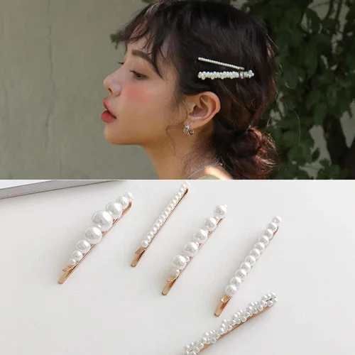Vista 5 de Vpang 5 pinzas para el cabello de aleación de oro, pinzas para el cabello para mujer, pinza lateral dulce, accesorios para el cabello para boda