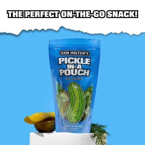 Vista 4 de Van Holten's Pickles - Eneldo Jumbo Pickle-In-A-Pouch - Paquete de 6 Eneldo clásico en una bolsa resellable, aperitivo estable, sin gluten, sin
