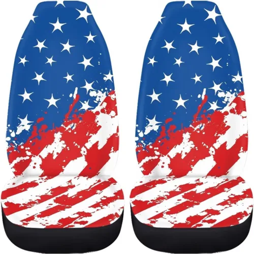 Vista 4 de Talayituse - Funda de asiento de coche con estampado de salpicaduras de pintura de la bandera americana, funda de asiento de cubo para vehículo, 4