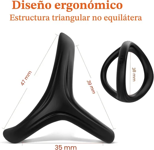 Vista 3 de Adorime - Anillo para el pene de silicona para hombres, 3 en 1, ultra suave, elástico, juguete sexual para hombres, color negro 01
