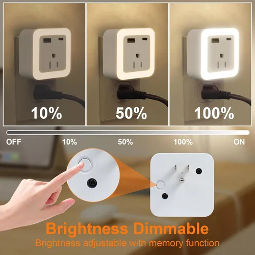 Vista 4 de Luces nocturnas enchufables a la pared, paquete de 2 luces de reserva con batería recargable, sensor de atardecer a amanecer, luz nocturna