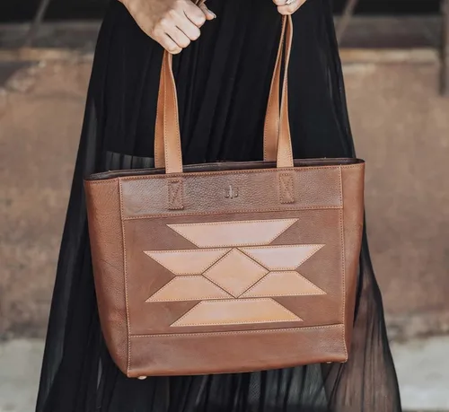 Vista 6 de STS Ranchwear Bolso de mano de cuero genuino occidental Kai Collection con dos correas de hombro, talla única, Western - Bolso de mano de piel