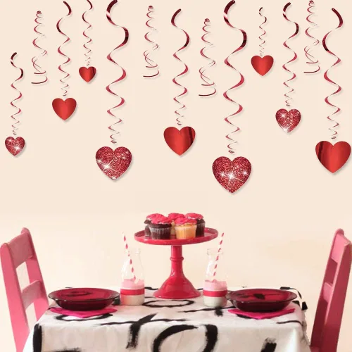 Vista 2 de Decoración colgante de corazones con brillantina para el Día de San Valentín, decoración de despedida de soltera, compromiso, bodas, fiesta