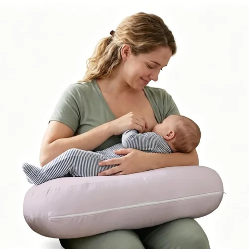 Vista 10 de Plushii Almohada de lactancia en forma de U con funda lavable, color azul