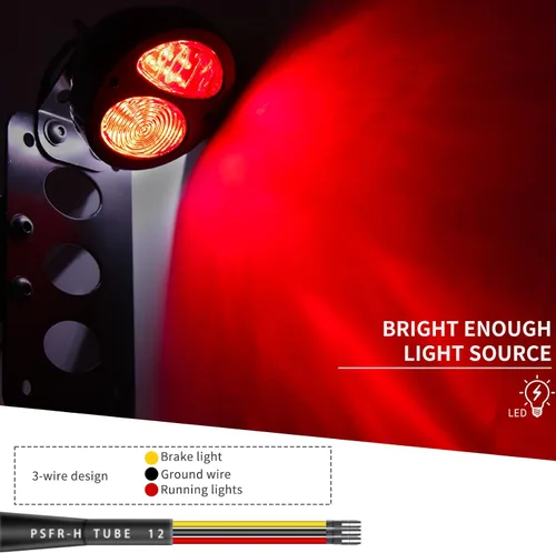Vista 5 de Rich Choices Luces traseras de motocicleta con soporte lateral para placa de matrícula, luces de freno integradas, luz de parada impermeable
