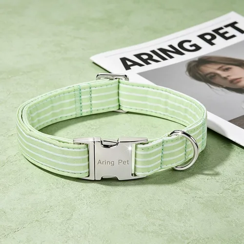 Vista 22 de Aring Pet Collar de algodón, ligero y ajustable, con hebilla de liberación rápida, para perros pequeños, medianos y grandes, para cachorros, S, Hoja