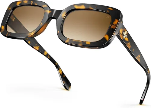 Vista 13 de VISOONE Trendy Chunky Retro Square Sunglasses for Women Men