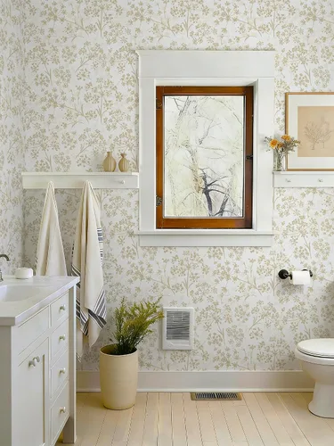 Vista 3 de Safiyya Papel tapiz adhesivo floral para despegar y pegar, 78.7 x 17.3 pulgadas, papel de pared blanco y beige, moderno, neutro, autoadhesivo