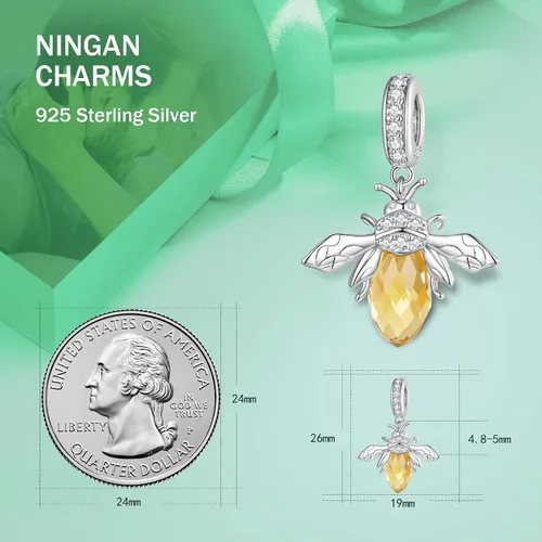 Vista 2 de NINGAN Dije de plata de ley 925 con diseño de animales, diseño de perro, huella de pata, gato, libélula, conejo Koi, compatible con collar