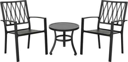 Vista 22 de NUU GARDEN 3 Pieces Outdoor Patio Bistro Set with Coffee Table,Beige