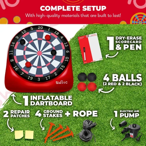 Vista 6 de Juegos SWOOC - Dardos gigantes inflables (más de 15 formas de jugar) - Pizarra gigante de dardos de fútbol con bomba de aire - Grandes