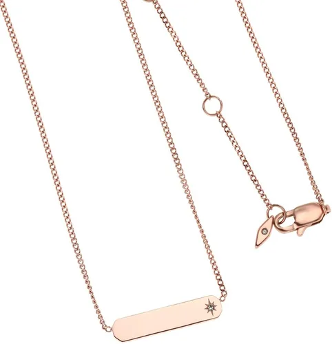 Vista 3 de Fossil - Collar de cadena con dije de acero inoxidable grabado y enchapado para mujer