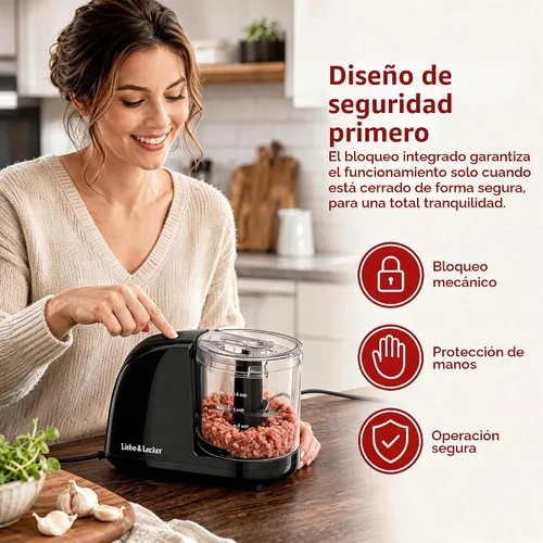 Vista 4 de Liebe&Lecker Mini procesador de alimentos, mini picadora de 1.5 tazas para cortar verduras, ajo, cebolla y carne Vegetable Chopper For Onions