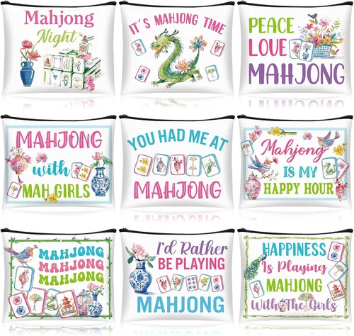 Vista 8 de 16 bolsas de maquillaje Mahjong para regalo de mujer, estilos 2