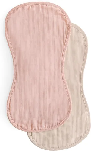 Vista 2 de mushie Paños para eructar de muselina para bebé 100% algodón orgánico, juego de 2 (Blush/Fog)