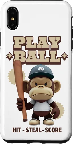 Vista 7 de Camiseta de béisbol divertida para iPhone 15, estuche PLAY BALL Slugger