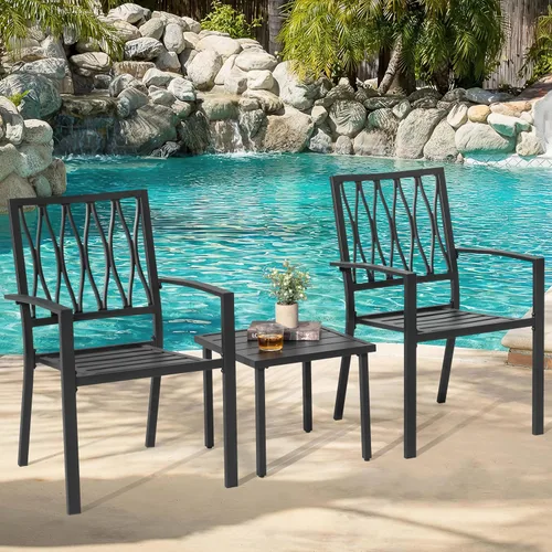 Vista 16 de NUU GARDEN 3-Piece Patio Bistro Set,2 Textilene Chairs and 1 Table,Blue and Black