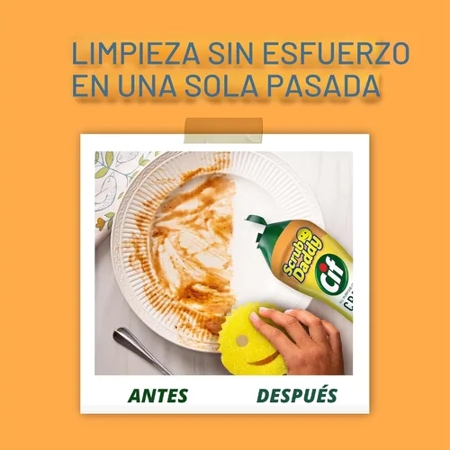 Vista 5 de Scrub Daddy Cif Limpiador en Crema Multiusos, Limón - Crema de Limpieza Doméstica para Múltiples Superficies como Vidrio, Cromo, Granito, Fregadero