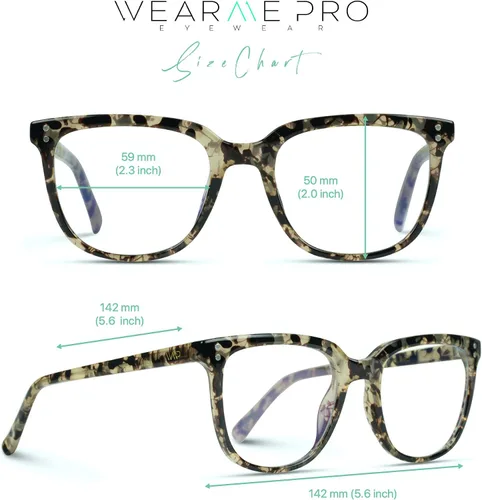 Vista 7 de WearMe Pro - Gafas cuadradas rectangulares clásicas con parte superior plana para mujer y hombre, unisex, azul claro (marrón-tortuga)