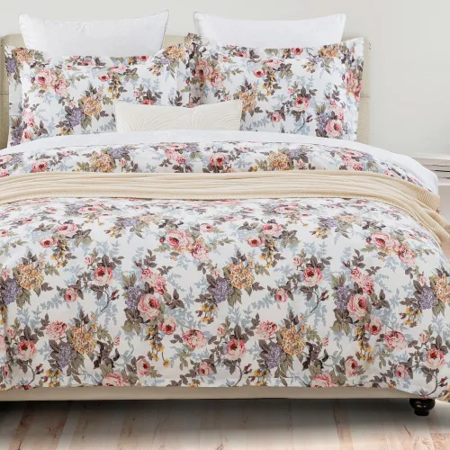 Vista 17 de DAUAOTO Juego de funda de edredón Twin XL de 68"X92", ropa de cama de algodón con estampado de granja para cama Twin XL extra larga, patrón floral