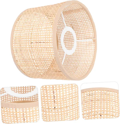 Vista 9 de SECFOU Pantalla de ratán para decoración de cestas de lámpara para lámparas de mesa, bombillas rojas, cubierta de lámpara de pie para interiores