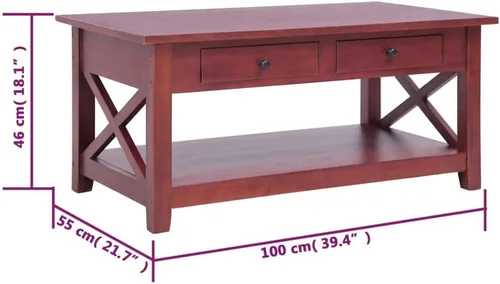 Vista 2 de Coffee Table Brown 39.4x21.7 x18.1 Solid Mahogany Wood Living Room Center Table End Tables Living Tables Mesa De Centro para Sala for Dining Room