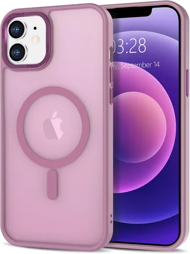 Vista 304 de Anuck - Funda magnética para iPhone 11 compatible con MagSafe, carcasa trasera mate translúcida dura, borde de TPU, delgada, resistente a impactos