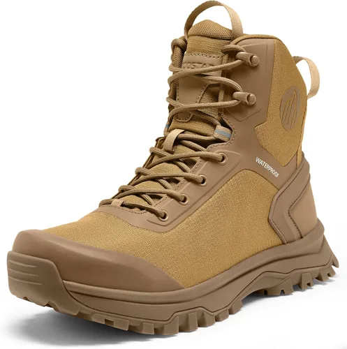 Vista 6 de Coostar Botas tácticas para hombre, ligeras, militares, botas de combate con cremallera lateral, para motocicleta, senderismo, trabajo