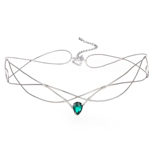 Vista 7 de Tiara de princesa de hadas, diadema de círculo de hadas, tiara de princesa con diamantes de imitación, hecha a mano, diadema dorada y verde vintage