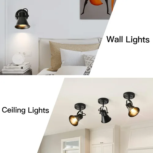 Vista 3 de Luz de Riel Moderna Iluminación de Punto de Techo Interior, Luz de Acento Ajustable de Montaje en Pared, para Dormitorio Sala de Estar Pasillo