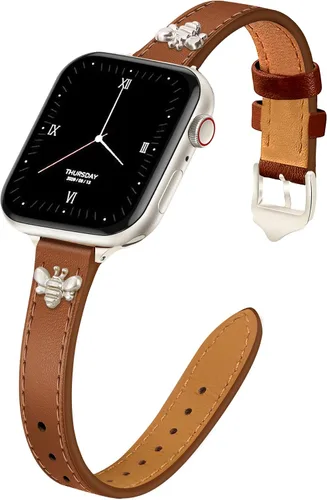 Vista 15 de JR.DM Correas de cuero delgadas compatibles con Apple Watch Band 1.496 in 1.575 in 1.614 in 1.654 in 1.732 in 1.772 in 1.811 in 1.929 in, correa