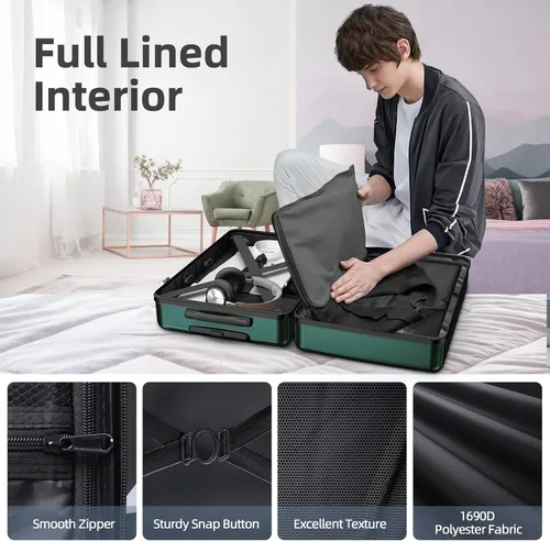 Vista 7 de BEOW Equipaje expandible liquidación 4 piezas Hardshell ligero PC+ABS Maleta Spinner Ruedas TSA Lock, Verde militar
