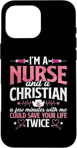 Vista 19 de iPhone 16 Christian Nurse Jesus God Funny Nursing RN LPN CNA - Funda para mujer