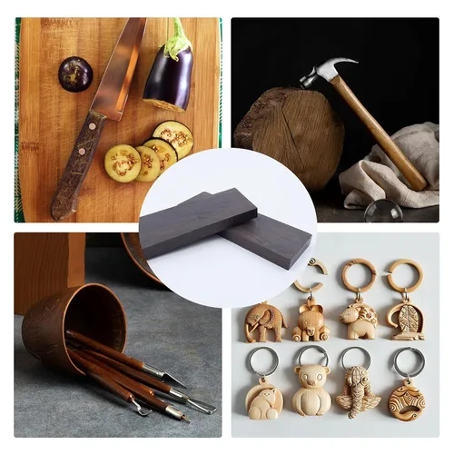 Vista 8 de Coshar 2 piezas de madera de ébano negro madera negro ébano blanco mango de madera material para bricolaje instrumentos de música herramientas