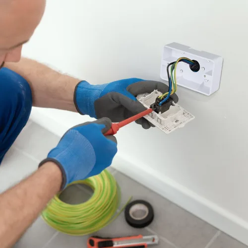 Vista 3 de Baluue Caja de salida de montaje en superficie, caja eléctrica ABS de una sola banda para interruptor de superficie de pared y receptáculo, extensor
