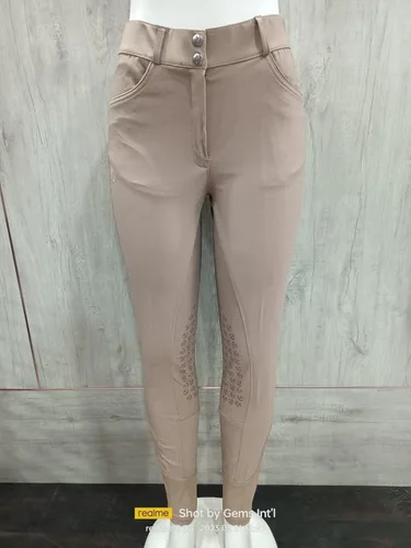 Vista 2 de Pantalones de equitación de silicona para mujeres y niñas, diseño atractivo, elástico, ecuestre, con parche en la rodilla, con bolsillos