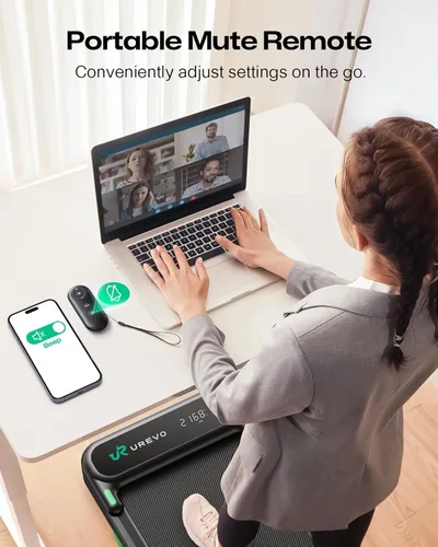 Vista 8 de UREVO Strol 2E Caminadora plegable inteligente 2 en 1, almohadilla compacta para caminar con mango de seguridad, Plug and Play, caminadora