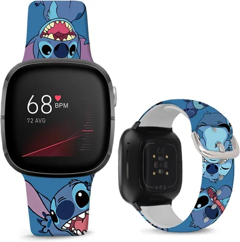 Vista 17 de Correas de reloj de dibujos animados con estampado floral compatibles con Fitbit Versa 4/Versa 3/Fitbit Sense 2/Sense Band de silicona suave