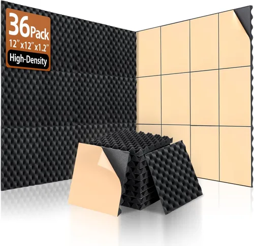 Vista 17 de SODOCT - Paquete de 2 paneles de espuma acústica grandes para cajas de huevos, 48 x 24 x 1.2 pulgadas, espuma a prueba de sonido de alta densidad