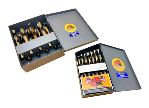 Vista 2 de Drill Hog Juego de 37 brocas de plata y Deming de 1/16" a 1" Molibdeno M7