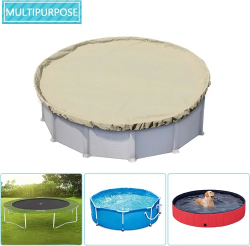 Vista 4 de Coarbor Cubierta de invierno para alberca de invierno de 10 pies para piscinas de 6 pies, cubierta de piscina de invierno, kit de invierno beige