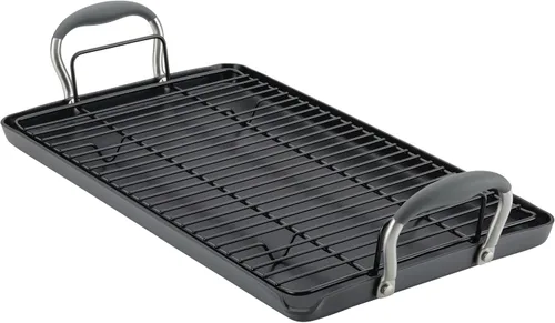 Vista 22 de Anolon Advanced Home Parrilla/Plancha Plana Antiadherente de Doble Quemador Anodizada Dura, 10 x 18 Pulgadas, Índigo