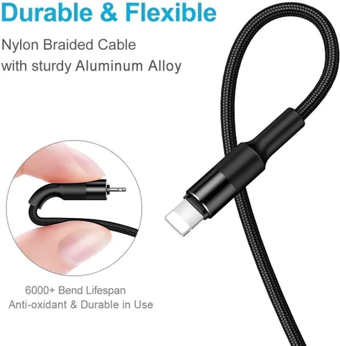 Vista 4 de USAMS Paquete de 2 cables de carga múltiple, cable de carga múltiple USB trenzado de nailon 3 en 1 de 5 pies, cable de carga rápida compatible