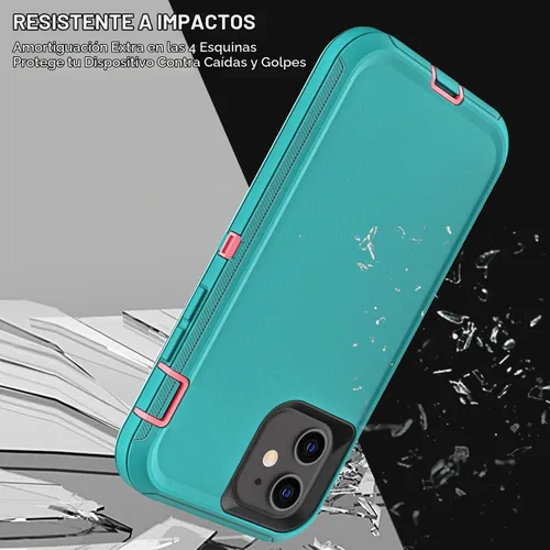 Vista 5 de YKHJKLEC Funda para iPhone 12 Mini, grado militar 3 en 1, resistente a los golpes, a prueba de caídas, polvo con 2 protectores de pantalla de vidrio