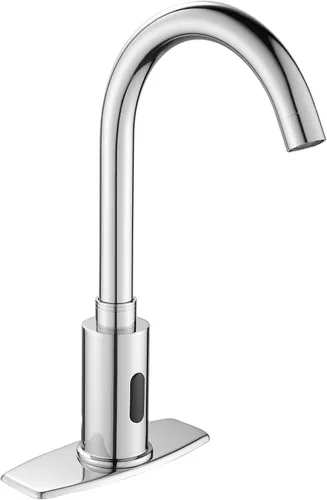 Vista 9 de Grifo automático para lavabo de baño con sensor de movimiento sin contacto Brushed Nickel Finish, Touchless Infrared Sensor, Water-Saving, Battery