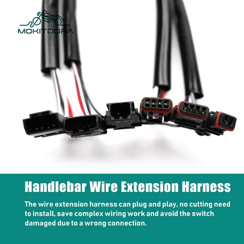 Vista 3 de MoKitDora Mazo de cables extendido para manillar CAN-Bus Switch Cableado para Harley Softail Touring Dyna Sportster Modelos 8 pulgadas