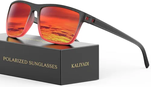 Vista 42 de KALIYADI Gafas de sol polarizadas para hombre, gafas de sol ligeras con protección UV para conducir, pescar y jugar golf (3 unidades) Negro